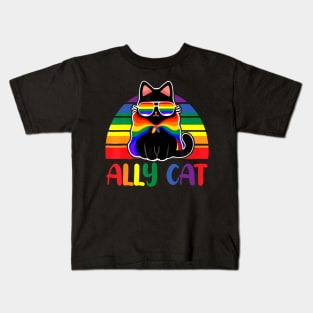 LGBT Ally Cat  Gay LGBTQ Flag Gay Pride Kids T-Shirt